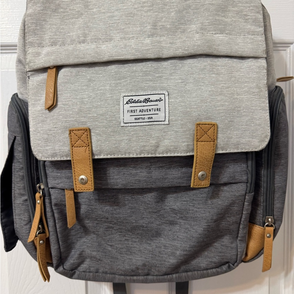 Eddie Bauer Gray and Tan Men's Backpack